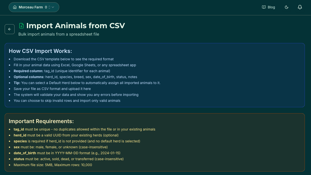 CSV import with validation rules and bulk upload